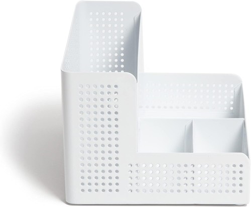 The Perforated Collection Todo en Uno Almacenamiento Escritorio Compartimento Organizador Blanco - Imagen 3 de 5