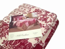 Noble Red Multi Colors Anna Belle Floral Patchwork Stripe King Quilt Brand New
