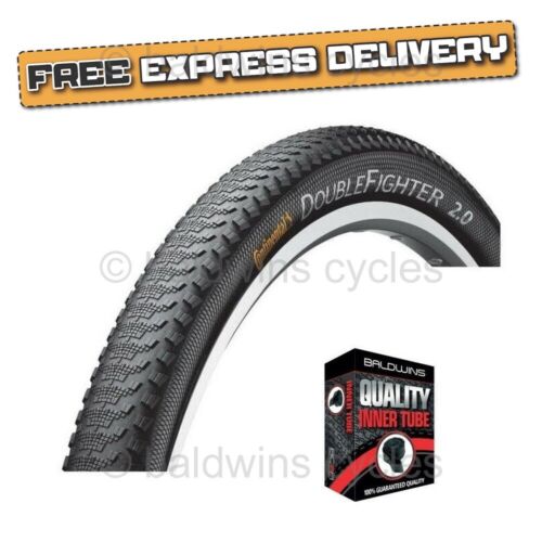 Continental DOUBLE FIGHTER 26 x 1.90 MTB Slick Mountain Bike Road TYRE & TUBE - Picture 1 of 8