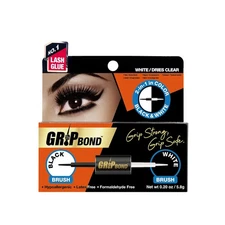 Grip Bond Eyelash Adhesive Dual Brush Black and White Dries Clear 0.20 oz