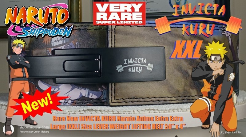Very Rare New INVICTA KURU Naruto Anime (XXL) Size LEVER WEIGHT LIFTING BELT