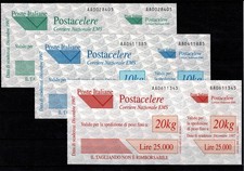 1997 REPUBBLICA ITALIANA EMS POSTA CELERE 3 TAGLIANDI MF134099