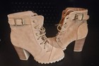 Y2k Style Tan Faux Suede Lace Up Heeled Booties Size 7 🤎 Never Worn — photo 2
