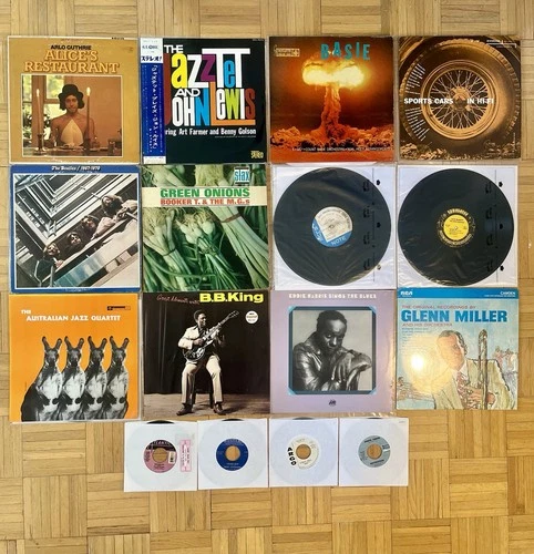 VTG Record Lot: Rock Jazz Funk Vinyl (12) LP & (4) 45s: Beatles,Blue Note, Basie