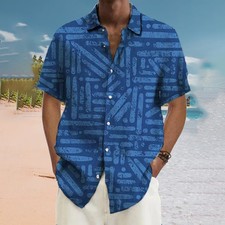 Mens Hawaiian Vintage Abstract Printed Short Sleeve Shirt