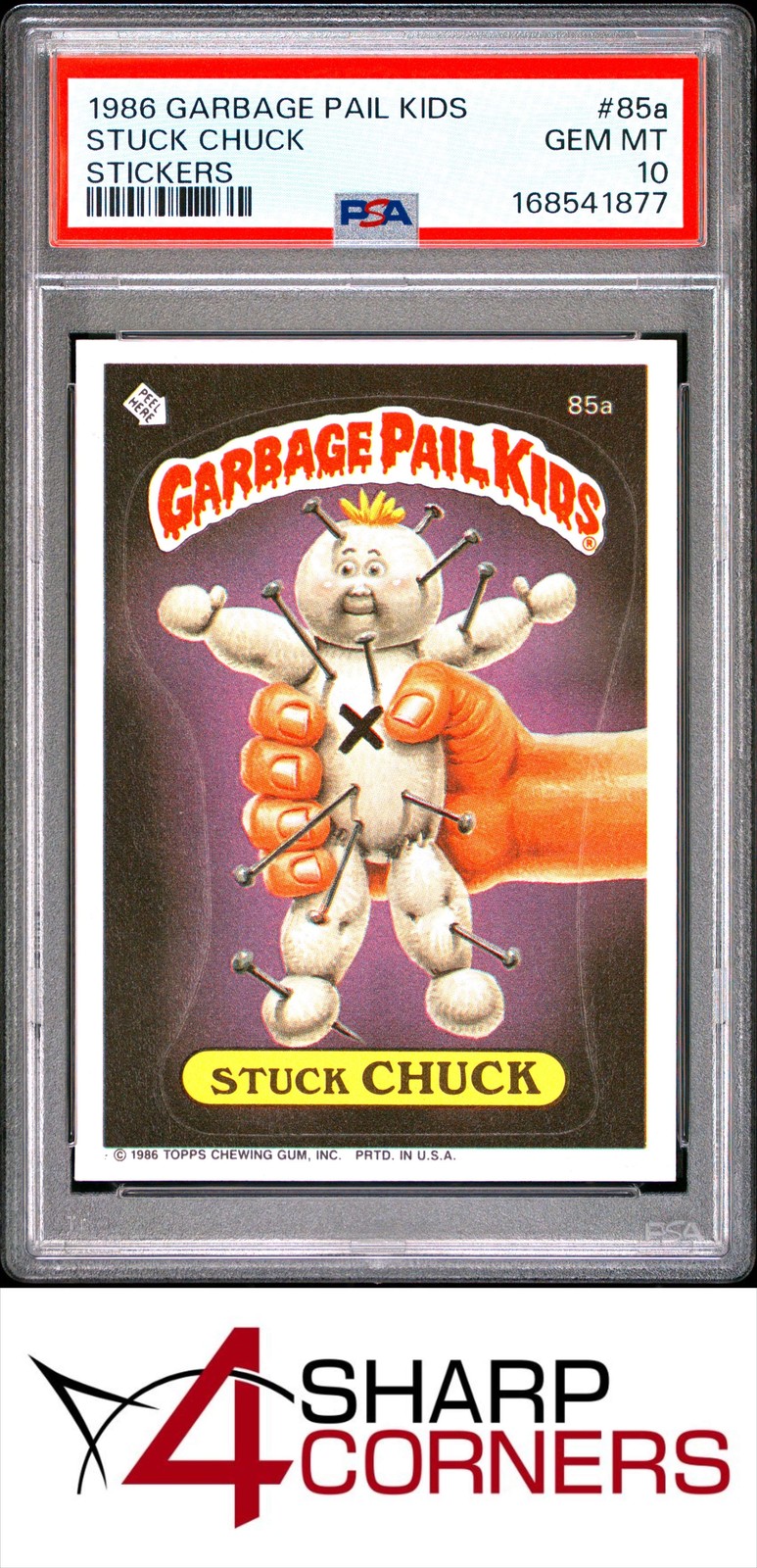 1986 GARBAGE PAIL KIDS STICKERS #85a STUCK CHUCK SERIES 3 POP 4 PSA 10