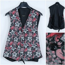 Mens Waistcoat Large Size US 42 Black Floral Formal MONTI Dress Vest