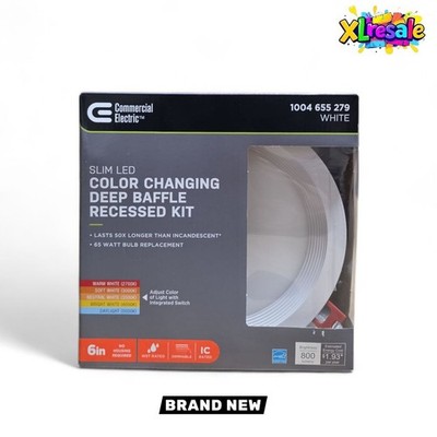 Commercial Electric 6'' LED Canless Recessed Light White Slim Baffle Adj CCT
