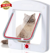 Cat Door Interior Door/Exterior Door 4 Way Rotary Locking Flap Cat Doors for Out