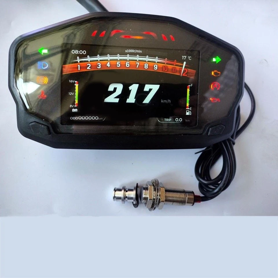 AD Universal Motorcycle Dashboard Tachometer LCD Digital 12000rpm — 第 2/4 张图片