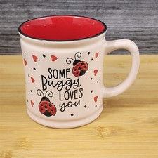 Whimsical Love Mug Ladybug Hearts Embossed Re...