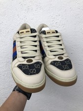 GUCCI Nubuck Monogram Web Mens Screener Sneakers Size 10 UK 11 US 44 EU Blue L3