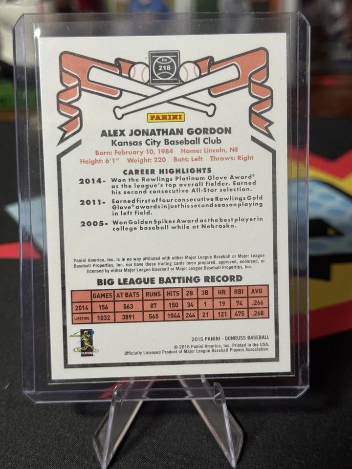 2015 Panini Donruss - Inaugural 1981 Edition Alex Gordon #218 Press Proof - Image 2 of 2