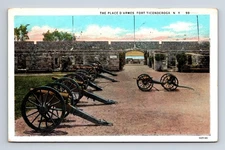 1925 The Place d'Armes Cannons Fort Ticonderoga NY WB Postcard