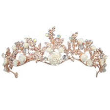 Crystal Tiara Gold Wedding Crown Baroque Rhinestone Bride Hair Crown HeadbaY-y-
