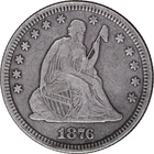1876 25c Seated Liberty Quarter ~ VF