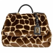 NWT $2340 Dolce & Gabbana Miss Sicily Giraffe Faux Fur Handbag Crossbody Multi S
