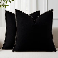 Decorative Outdoor Throw Pillow Covers 18x18 Set of 2, Square Linen Rustic Ne...
