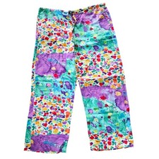Jams World S Abstract Floral Patchwork Wide Leg Lounge Pants Hawaiian Vtg