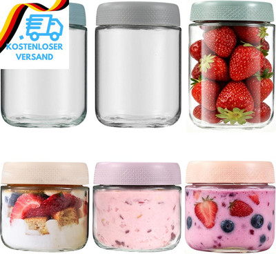 6 Stück Overnight Oats Gläser , Einmachgläser Mit Schraubdeckel,Für Overnight Oa