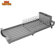 Compact Dish Drying Rack Extendable Countertop Sink Drainer 11.42-19.9"