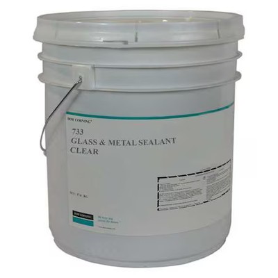 Dowsil 2468379 Glass And Metal Sealant, 18 Kg, Pail, Clear, Silicone Base, 733