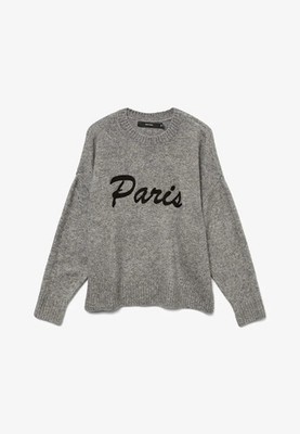 Vero Moda mittelgrau/schwarz weicher Strickpullover mit Rundhalsausschnitt   Größe M   neu mit Etikett