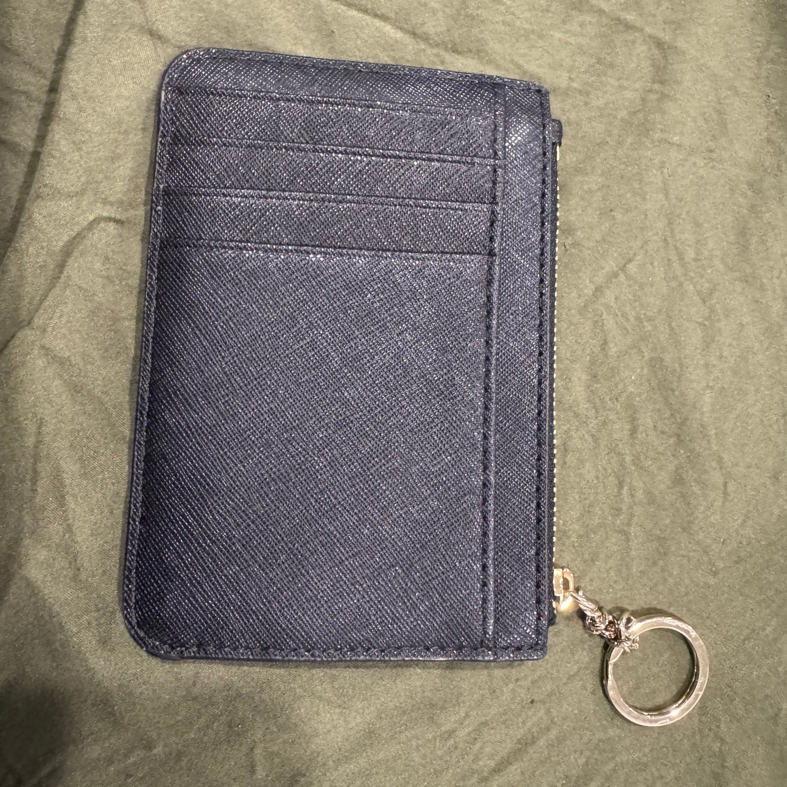Kate Spade Laurel Way Bitsy Saffiano Leather Card Holder Key Pouch Navy Blue thumbnail 2