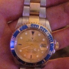 Rolex Submariner Date 16613 40mm Blue Bezel Gold Dial Steel Bracelet