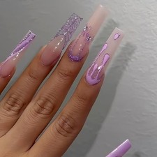 Long Square Press on Nails Halloween Fake Nails Halloween Long Fake Nails-23