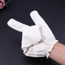 White Silk Shower Mitts Bath Gloves Reusable Exfoliating Skin Cleaner