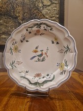 Grand Plat Rond Creux  En Faience De Gien Oiseau De Paradis