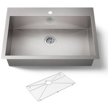 New Kohler K-3821-1-NA Vault 33 Single Basin Top-Mount-Under-Mount 18-Gauge Stai