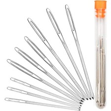 Rustproof Stainless Steel Knitting Needles - 9 Pieces of Large-Eye Blunt Needles