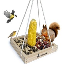 Platform Squirrel  Bird Feeders Quality Cedar Made Wood Tray Garden Hanging