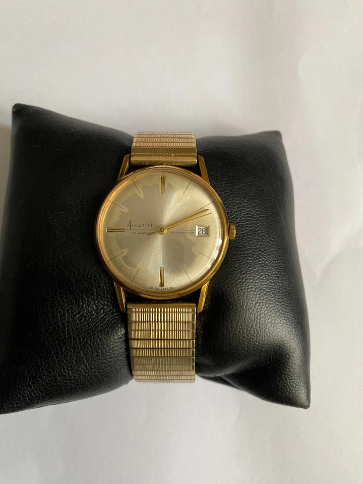Reloj Accurist Hecho en Suiza Para Hombre Vintage 21 Joyas Correa Expansor Mecánico 284 Foto 4 de 4