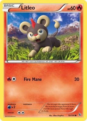 Pokémon TCG Litleo XY Flashfire 19/106 Common NM/M Fire Lion Cub