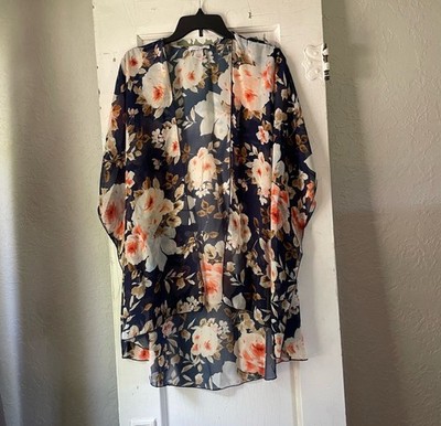 Emory Park Kimono Floral Open Front Size 1X Women s Boho