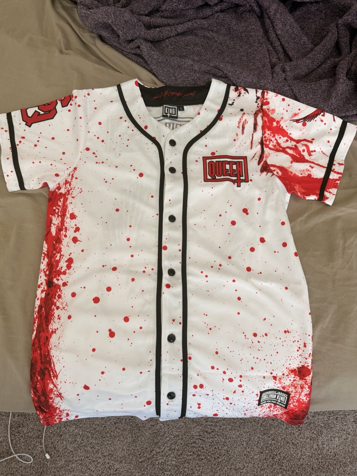 Sullivan Queen Blood Splatter Baseball Jersey (White)