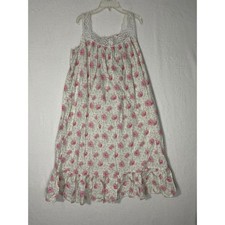 Vintage Victoria's Secret Cotton Nightgown Rose Floral Lace Ruffle Cottagecore
