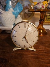 Vtg Westclox Clock Of Tomorrow Wind Up Alarm Clock White W/ Gold Tone Trim