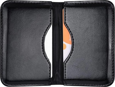 Wisdompro Business Card Holder, 2-Sided PU Leather Folio Name Black