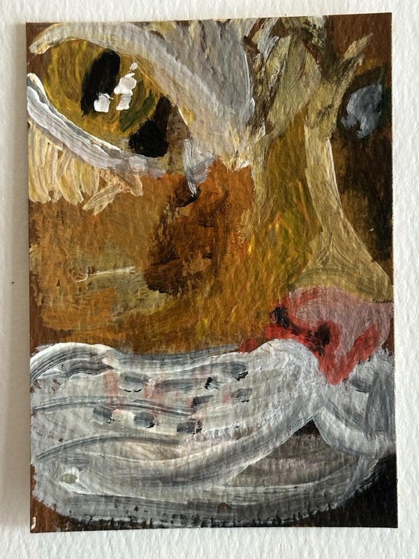 Original ACEO Cute Kitty Cat Up Close Acrylic art 2.5x3.5 signed by KC