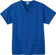 V-Neck Short Sleeve Scrub Top w/ Patch Pockets Side Vents - 14100