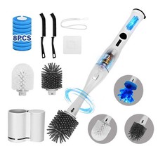Toilet Brush Scrubber and Holder Set,Toilet Bowl Cleaning Kit with 8 Disposab...