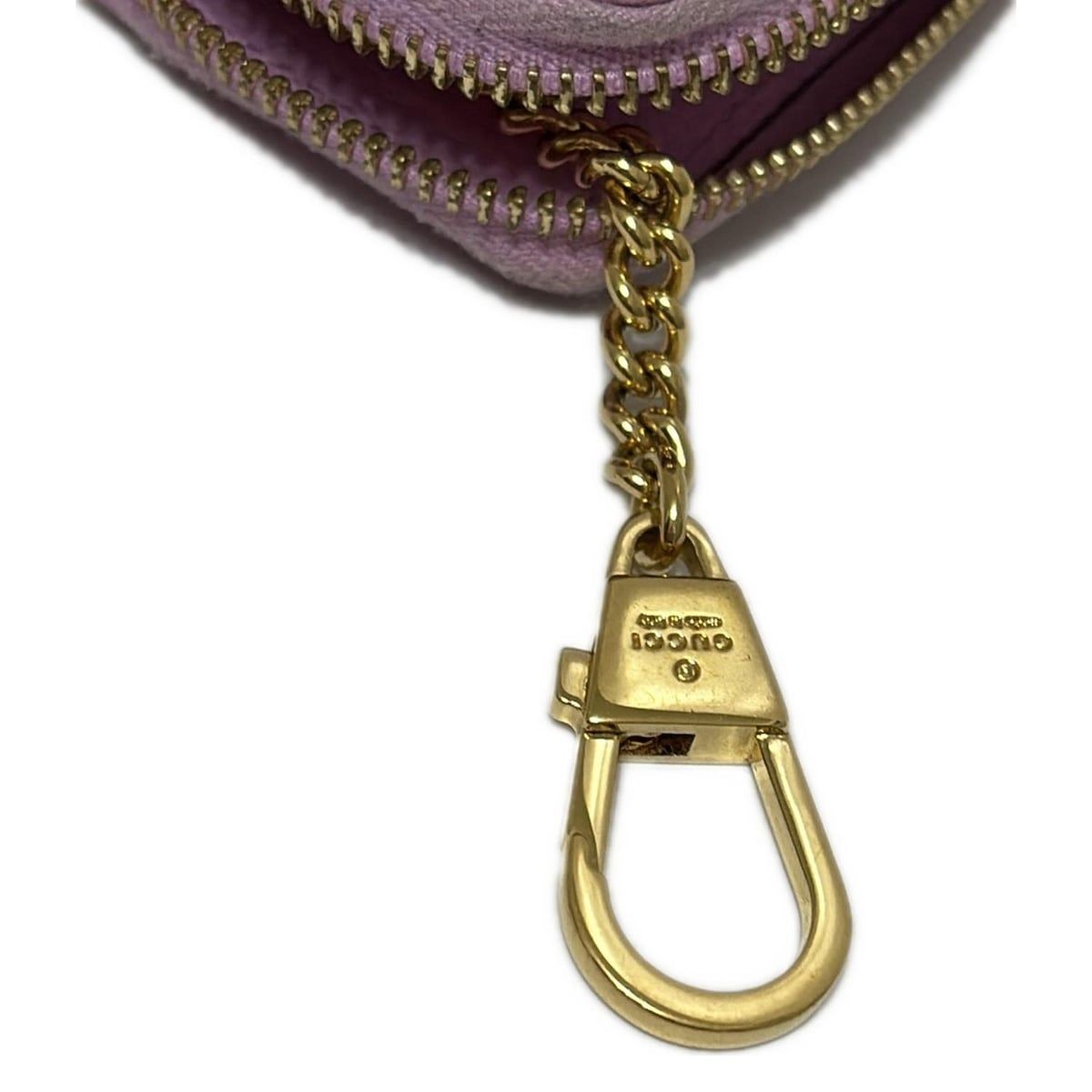 GUCCI Key Case Bosco GG Marmont Pink Round Zipper Leather Authentic thumbnail 9