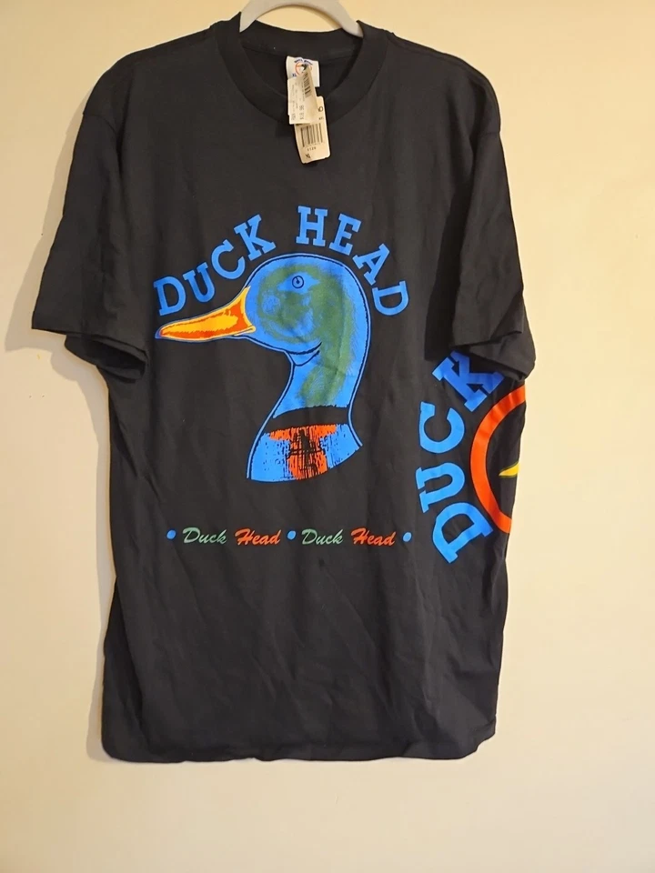 New Vintage Duck Head T Shirt Mens Xl Graphic AOP Wrap 90s Single Stitch USA  - Image 2 of 4