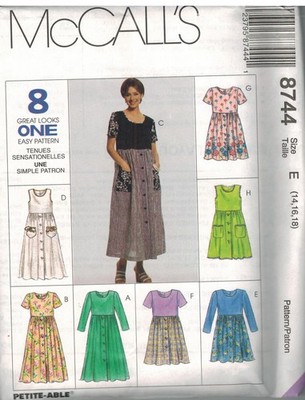 8744 UNCUT McCalls SEWING Pattern Misses 1990s Easy Fitting Dress Vintage Sew FF