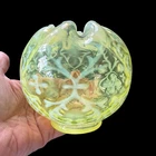 Vintage Fenton Opalescent Canary/Topaz Spanish Lace Rose Bowl Vaseline