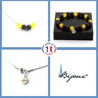 A Bijoux Schmuckset Armband Halskette Perlen Achat Gelb + La
